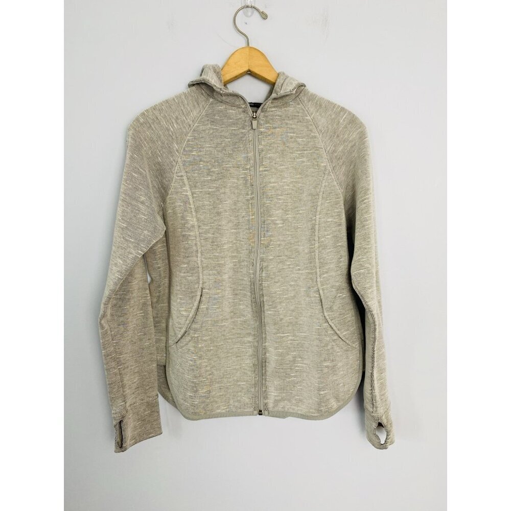 Zelos Womens Size M Gray Hooded Zip Up Sweatshirt Thumb Holes Hoodie Pockets
